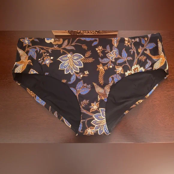 Seafolly - New with all Tags - Silk Road Wide Side Retro Bikini Bottoms sz US 12 - Picture 11 of 13